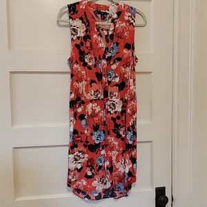 Coral floral sleeveless dress
